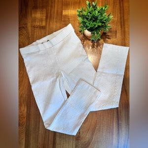 Jules & Leopold White Textured Skinny, Stretch Pull-On Pants